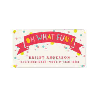 Étiquette Oh Quel Amusant Confetti Colorée Fête d'Anniversai
