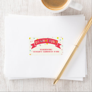 Étiquette Oh What Fun Banner Confetti Dots Adresse de vacanc