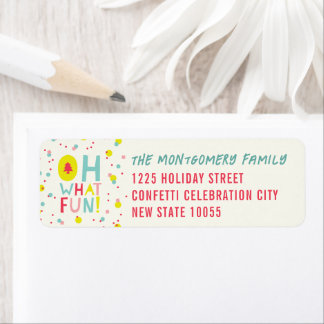 Étiquette Oh What Fun Confetti Dots Holiday Adresse de retou