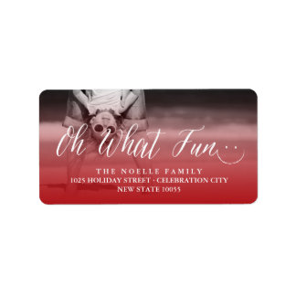 Étiquette Oh What Fun Smiley Holiday Photo Return Adresse