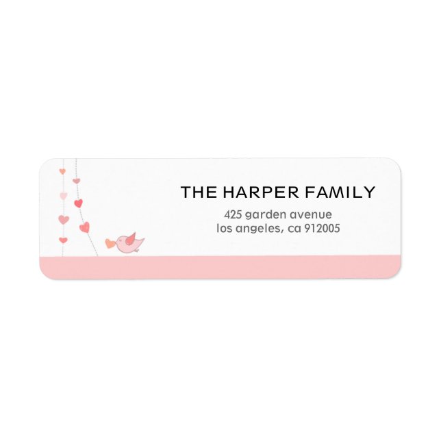 Étiquette Oiseau au coeur Saint Valentin (Devant)