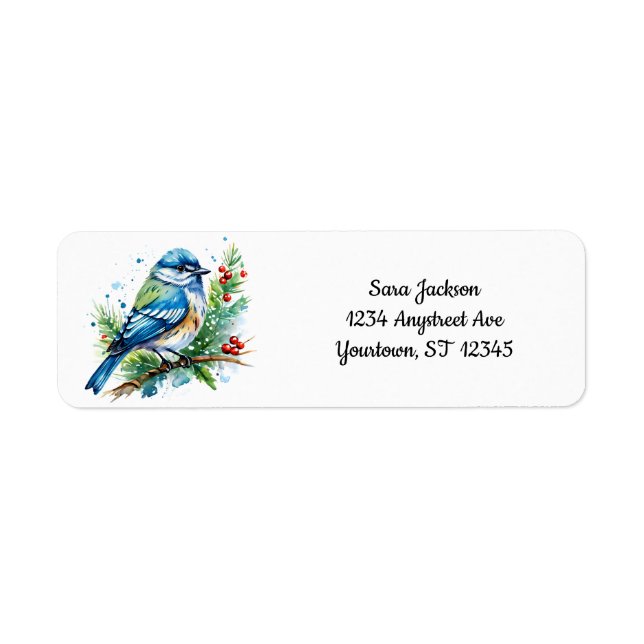 Étiquette Oiseau bleu à Noël (Devant)