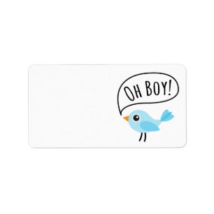 Étiquette Oiseau bleu mignon indiquant oh le baby shower