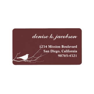 Étiquette Oiseau brun sur une branche style moderne adresse