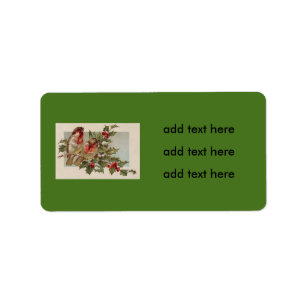 Étiquette Oiseau de Noël Songbird Holly Snow