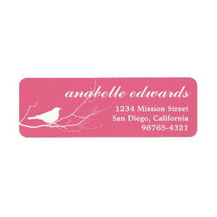 Étiquette Oiseau rose sur l'adresse de retour faite sur
