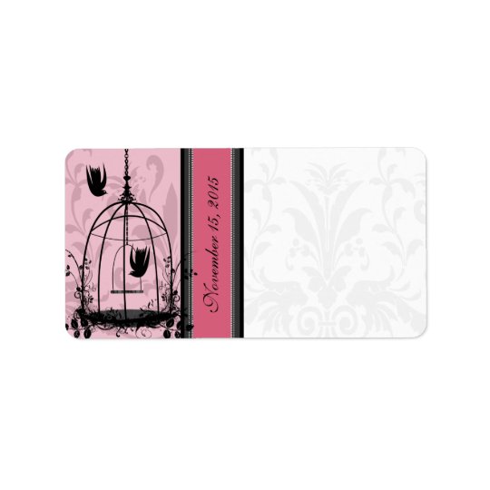 Étiquette Oiseau vintage de rose de cage et points noirs de