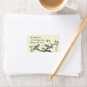 Étiquette Oiseaux de l'amour Bluebird vintage Forêt enchanté