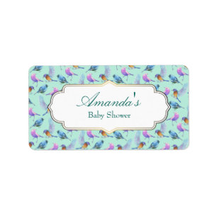 Étiquette Oiseaux exotiques sauvages Aquarelle Motif Baby sh
