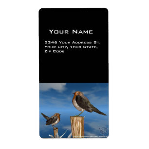 ÉTIQUETTE OISEAUX HYPER / ROBIN BREAST ROUGE