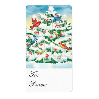 Étiquette Oiseaux sauvages Nature Starlit Christmas Tree Tag