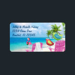 Étiquette Oiseaux tropicaux, Palmiers Christmas Beach Adress<br><div class="desc">Flamant rose rose,  Oiseaux colorés et Palmiers Noël Vacances Tropical Beach Étiquettes de adresse - Merci de vous être arrêté !</div>