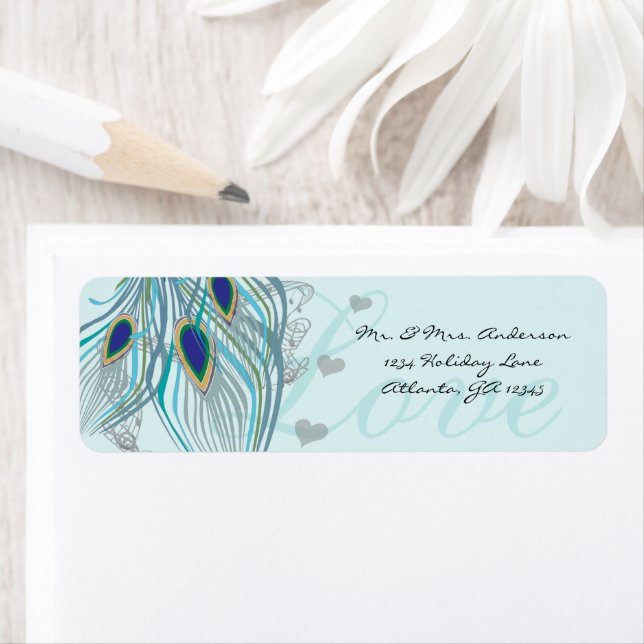 Étiquette Oiseaux vintages Amour musical Peacock Adresse en  (En situation)