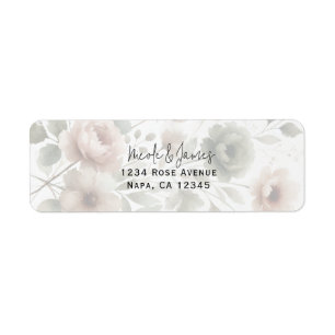 Étiquette Olive et Mariage floral rose pâle