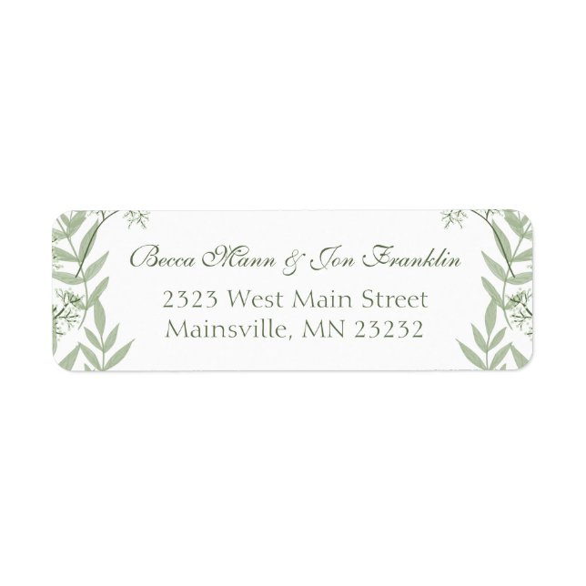 Étiquette Olive Green Mariage Vintage retour Adresse Lab (Devant)