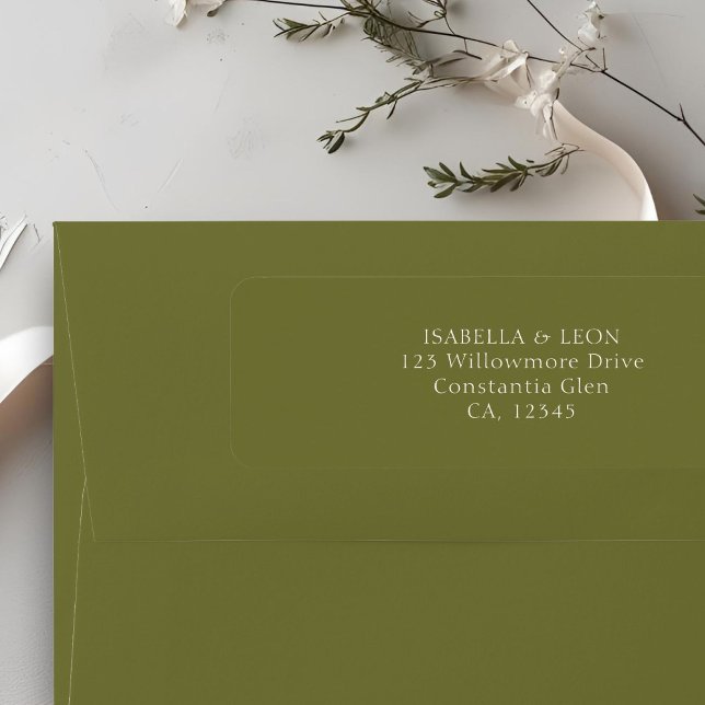 Étiquette Olive Green | Simple Wedding Return Address (Créateur téléchargé)