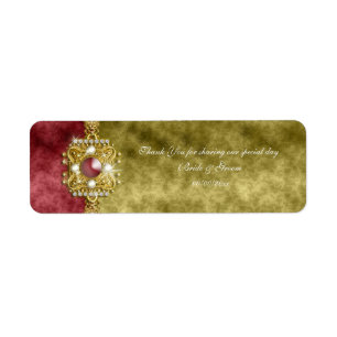 Étiquette Olive rouge mariage damassé d'or
