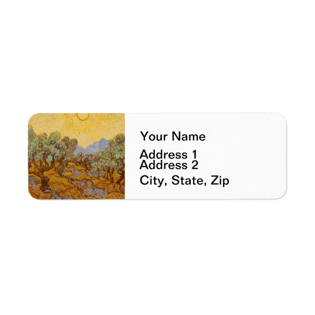 Étiquette Oliviers de Van Gogh Ciel Soleil Jaune (Devant)