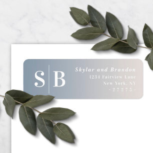 Étiquette Ombre Dusty Blue & Ivory Mariage Adresse de retour
