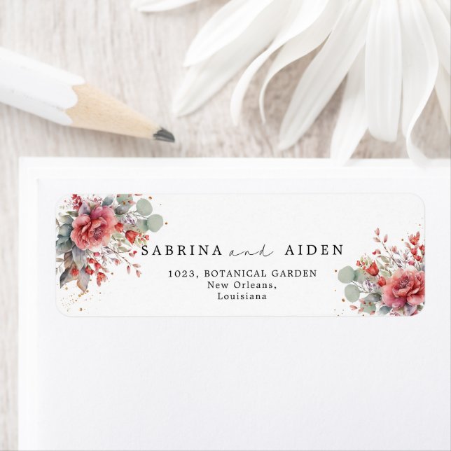 Étiquette Ombre Rose Peach | Dusty Blue Mariage (En situation)