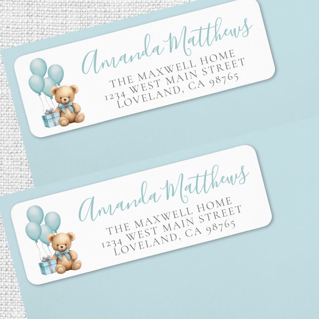 Étiquette On peut attendre le Baby shower Garçon bleu (We Can Bearly Wait Blue Boy Baby Shower label)