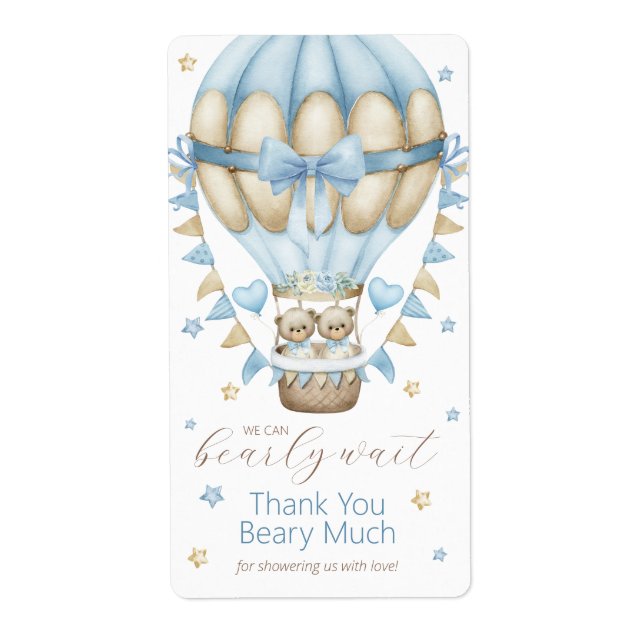 Étiquette On peut attendre le Merci jumeau garçon (Devant)