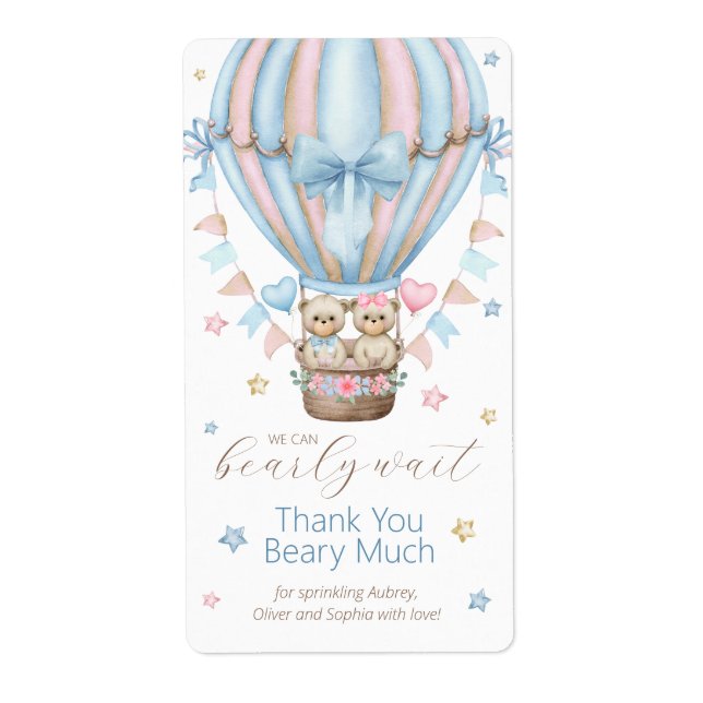 Étiquette On peut attendre un garçon fille jumeaux Merci (Devant)