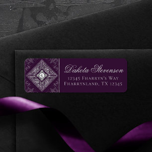 Étiquette Opulence ornée   Purple et Silver Brooch Adresse
