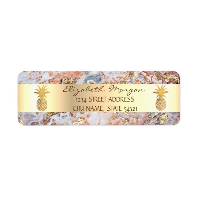 Étiquette Or ananas Ombre Marbre rayé (Devant)
