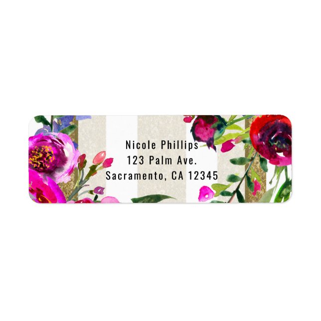 Étiquette Or Blanc Gras Gras Glam Fête des mariées Florale (Devant)