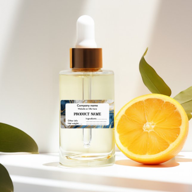 Étiquette Or bleu et marbre blanc (Créateur téléchargé)