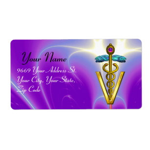 Étiquette OR CADUCUS SYMBOLE VÉTÉRINAIRE Violet, Violet
