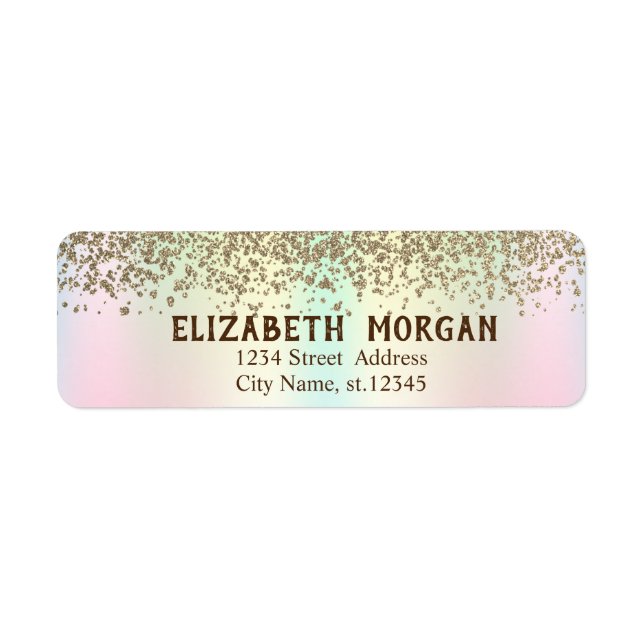 Étiquette Or élégant diamants holographique (Devant)