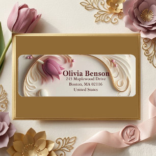 Étiquette Or Ivory Gold Orné Baroque Tulipe Grandeur Chic