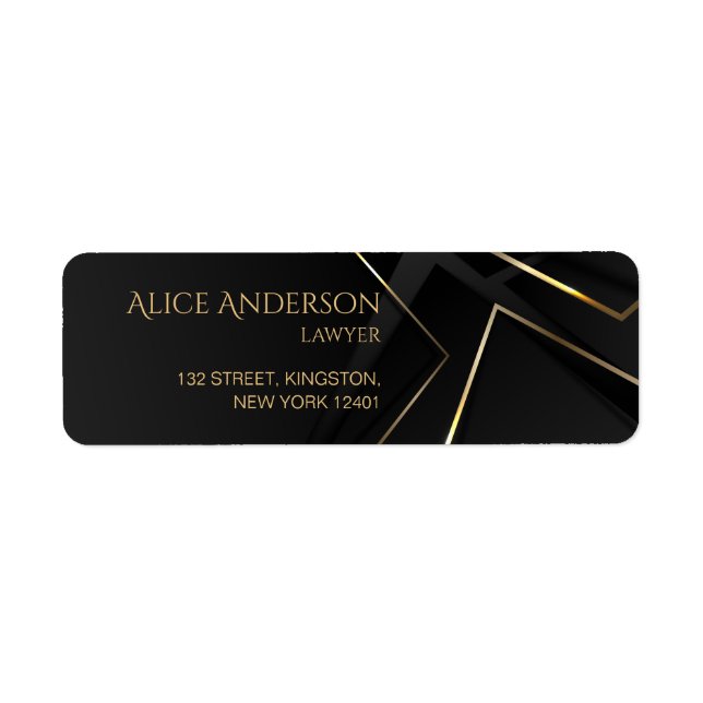 Étiquette Or noir Professionnel Adresse de retour de bureau (Devant)
