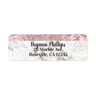 Étiquette Or Rose Moderne Marbre & Décoratif Paillettes