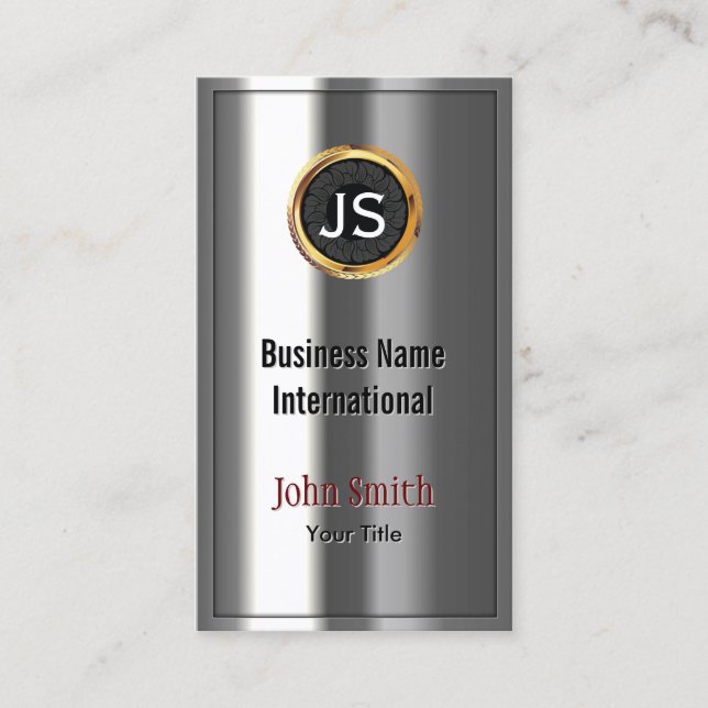 Étiquette or royal Chrome Metal Look Carte de visi (Devant)