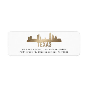 Étiquette or texas Moving Faire-part adresse de retour