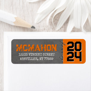 Étiquette Orange Chalkboard Graduation Adresse de retour