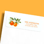 Étiquette Orange Citrus Floral Aquarelle Adresse de retour<br><div class="desc">Orange Citrus Floral Aquarelle Retourner Adresse étiquette</div>