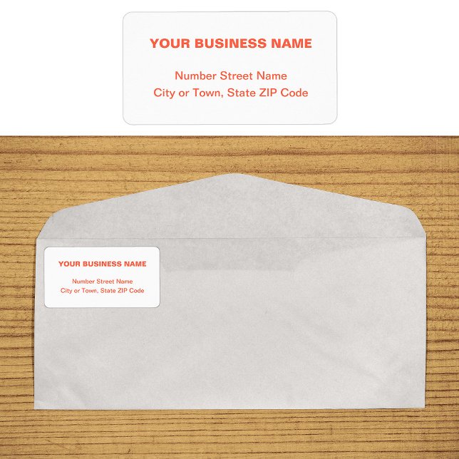 Étiquette Orange Color Plain Texts Business Address Label (Business address label in orange plain text)