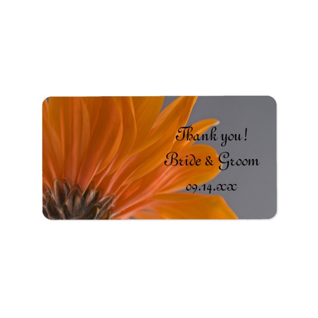 Étiquette Orange Daisy sur Grey Mariage Merci Favoriser les  (Devant)