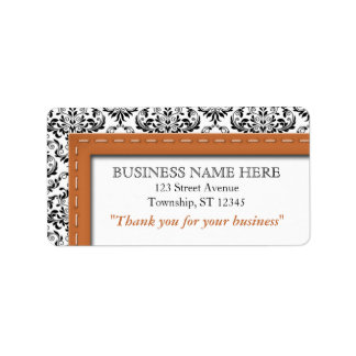 Étiquette Orange & Damask "Merci pour votre entreprise"