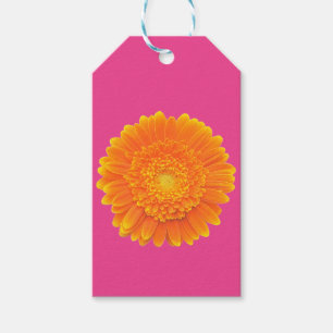 étiquette orange de cadeau de fleur de marguerite