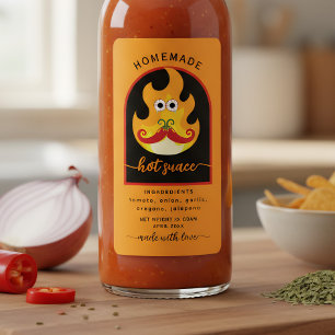 Étiquette orange de sauce piquante maison personna
