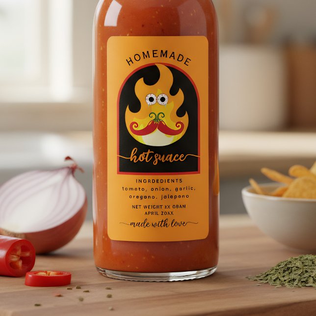 Étiquette orange de sauce piquante maison personna (Créateur téléchargé)