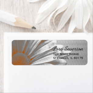 Étiquette Orange Floral Highlights Adresse de retour