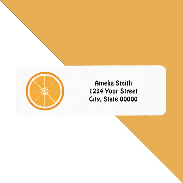 Étiquette Orange Fruit Citrus Personnaliser Adresse de retou (A return address label featuring an orange fruit slice.  Text can be personalized to fit your needs)