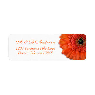 Étiquette Orange Gerbera Daisy Mariage Adresse de retour Lab