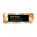 Étiquette Orange & Green Tropical Leaves, nom et address<br><div class="desc">Trendy orange and green tropical leaves with black box and teal trim with DIY gold name (or monogram) and white address. Click "Edit Using Design Tool" to change colors and type styles.</div>